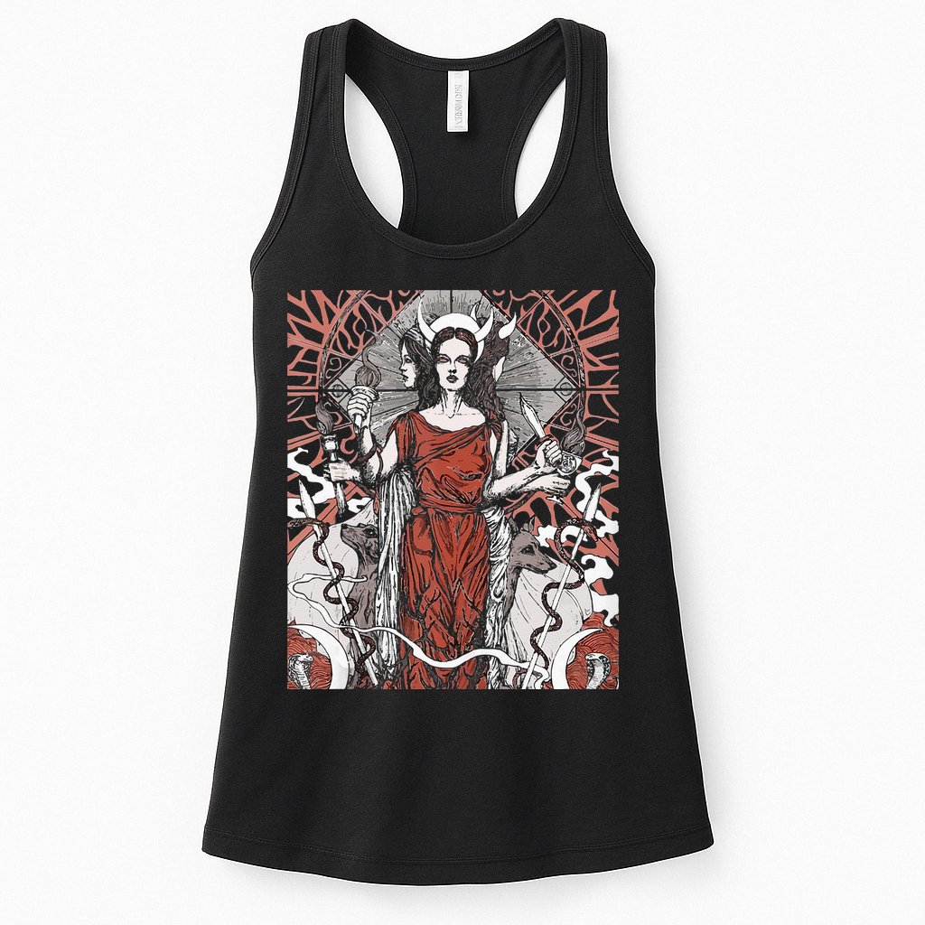 The Goddess Hecate Tarot Card Triple Wiccan Pagan Moon Witch Womens Tank Top