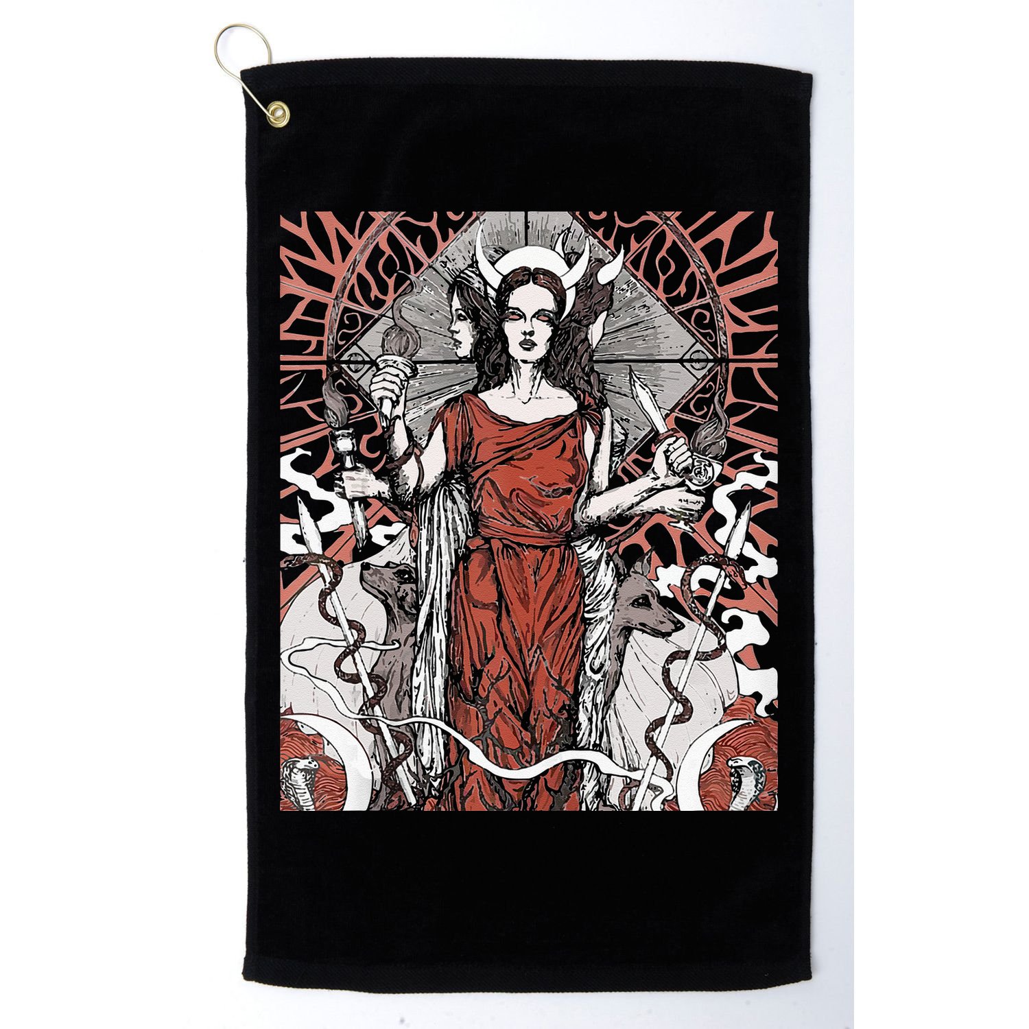 The Goddess Hecate Tarot Card Triple Wiccan Pagan Moon Witch Golf Towel