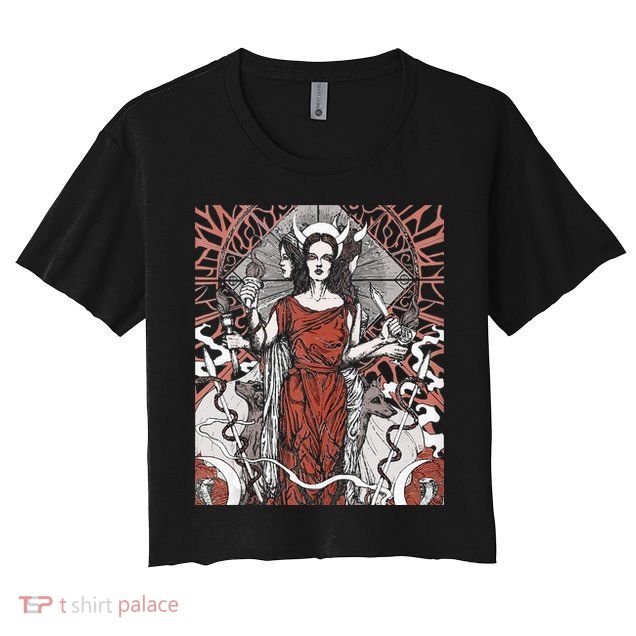 The Goddess Hecate Tarot Card Triple Wiccan Pagan Moon Witch Crop Top