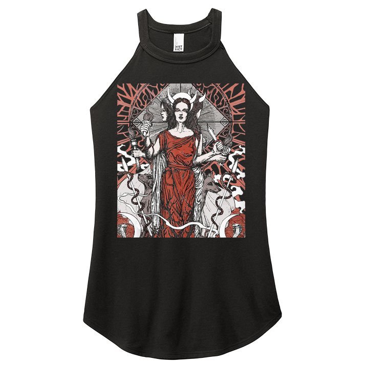The Goddess Hecate Tarot Card Triple Wiccan Pagan Moon Witch Women's Perfect Tri Rocker Tank