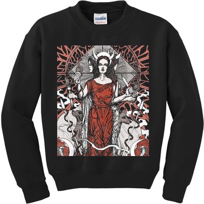 The Goddess Hecate Tarot Card Triple Wiccan Pagan Moon Witch Kids Sweatshirt