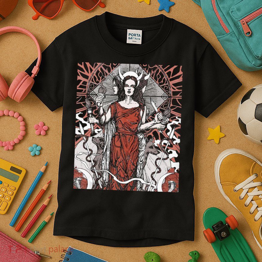 The Goddess Hecate Tarot Card Triple Wiccan Pagan Moon Witch Kids T-Shirt