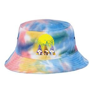 Three Gnomes Happy Halloween Fall Candy Corn Pumpkin Gnome Tie Dye Newport Bucket Hat