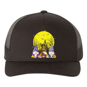 Three Gnomes Happy Halloween Fall Candy Corn Pumpkin Gnome Yupoong Adult 5-Panel Trucker Hat