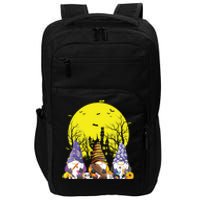 Three Gnomes Happy Halloween Fall Candy Corn Pumpkin Gnome Impact Tech Backpack