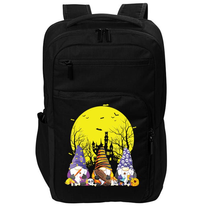 Three Gnomes Happy Halloween Fall Candy Corn Pumpkin Gnome Impact Tech Backpack