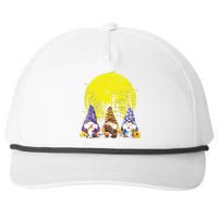 Three Gnomes Happy Halloween Fall Candy Corn Pumpkin Gnome Snapback Five-Panel Rope Hat