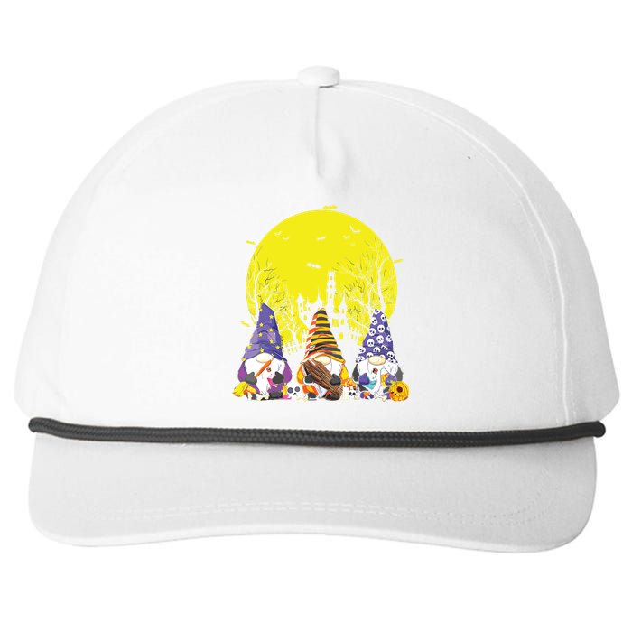 Three Gnomes Happy Halloween Fall Candy Corn Pumpkin Gnome Snapback Five-Panel Rope Hat