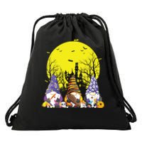 Three Gnomes Happy Halloween Fall Candy Corn Pumpkin Gnome Drawstring Bag