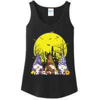 Three Gnomes Happy Halloween Fall Candy Corn Pumpkin Gnome Ladies Essential Tank