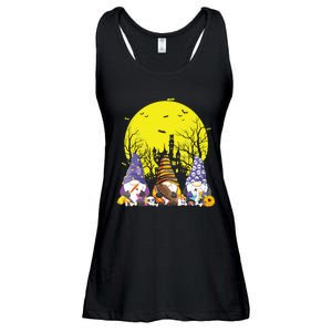 Three Gnomes Happy Halloween Fall Candy Corn Pumpkin Gnome Ladies Essential Flowy Tank