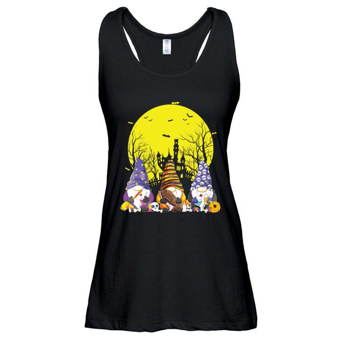 Three Gnomes Happy Halloween Fall Candy Corn Pumpkin Gnome Ladies Essential Flowy Tank