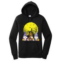 Three Gnomes Happy Halloween Fall Candy Corn Pumpkin Gnome Women's Pullover Hoodie