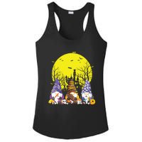 Three Gnomes Happy Halloween Fall Candy Corn Pumpkin Gnome Ladies PosiCharge Competitor Racerback Tank