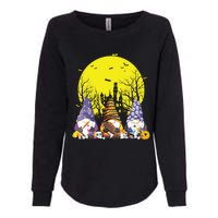 Three Gnomes Happy Halloween Fall Candy Corn Pumpkin Gnome Womens California Wash Sweatshirt