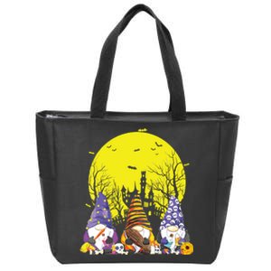 Three Gnomes Happy Halloween Fall Candy Corn Pumpkin Gnome Zip Tote Bag