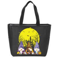 Three Gnomes Happy Halloween Fall Candy Corn Pumpkin Gnome Zip Tote Bag