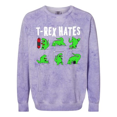 TRex Gym Hating Dinosaur Colorblast Crewneck Sweatshirt