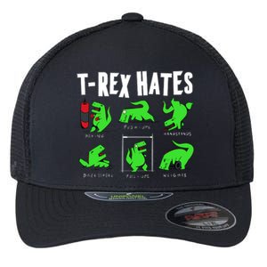 TRex Gym Hating Dinosaur Flexfit Unipanel Trucker Cap