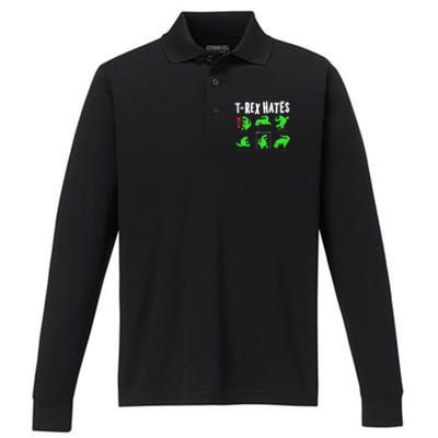 TRex Gym Hating Dinosaur Performance Long Sleeve Polo