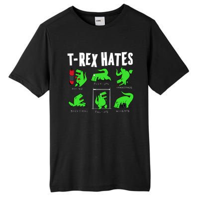 TRex Gym Hating Dinosaur Tall Fusion ChromaSoft Performance T-Shirt