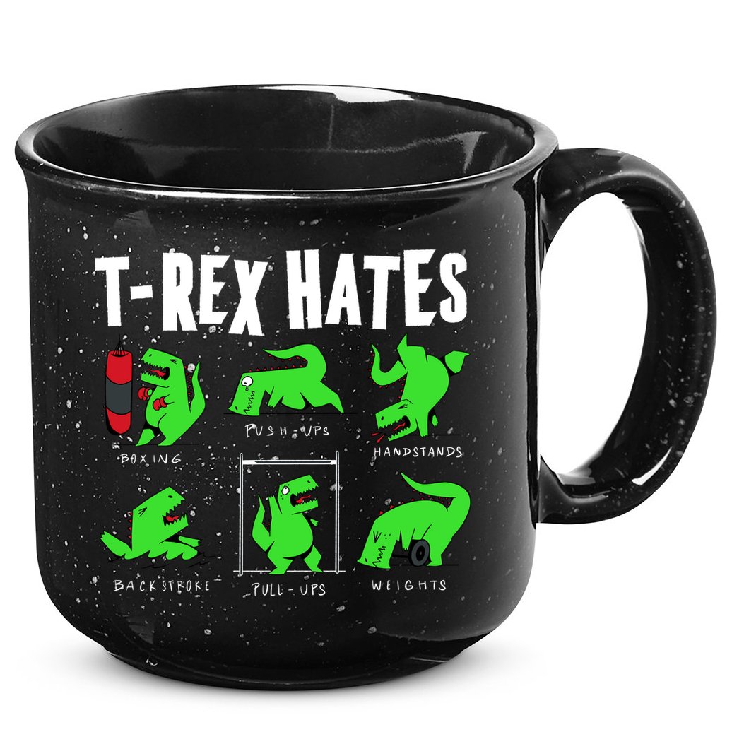 TRex Gym Hating Dinosaur 15oz Campfire Ceramic Mug