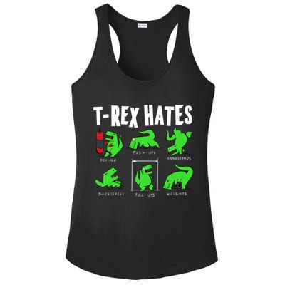 TRex Gym Hating Dinosaur Ladies PosiCharge Competitor Racerback Tank