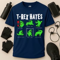 TRex Gym Hating Dinosaur Cooling Performance Crew T-Shirt