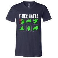 TRex Gym Hating Dinosaur V-Neck T-Shirt