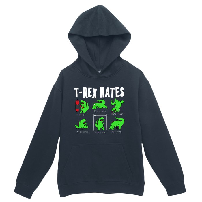 TRex Gym Hating Dinosaur Urban Pullover Hoodie