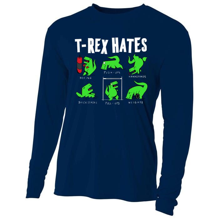 TRex Gym Hating Dinosaur Cooling Performance Long Sleeve Crew