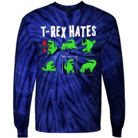 TRex Gym Hating Dinosaur Tie-Dye Long Sleeve Shirt