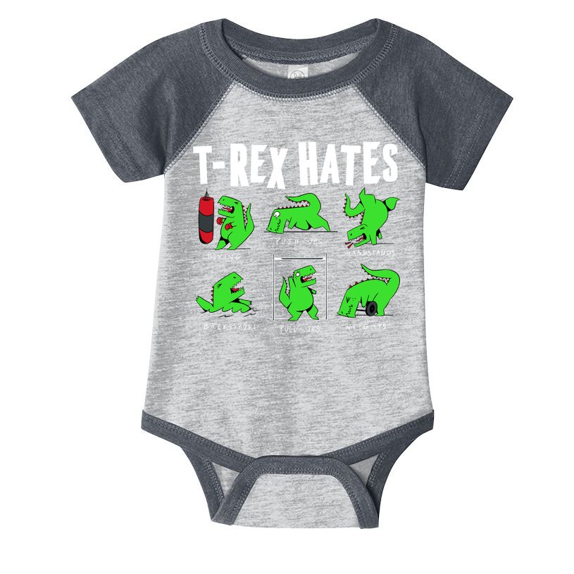 TRex Gym Hating Dinosaur Infant Baby Jersey Bodysuit