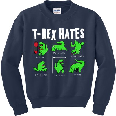 TRex Gym Hating Dinosaur Kids Sweatshirt