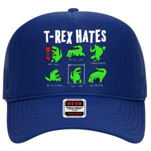 TRex Gym Hating Dinosaur High Crown Mesh Back Trucker Hat