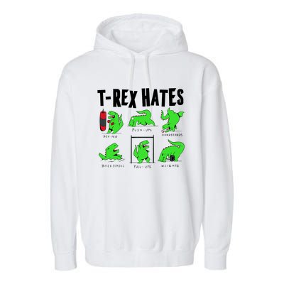 TRex Gym Hating Dinosaur Garment-Dyed Fleece Hoodie