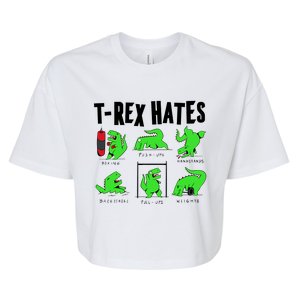 TRex Gym Hating Dinosaur Bella+Canvas Jersey Crop Tee