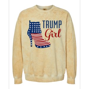 Trump Girl High Heel With Flag Colorblast Crewneck Sweatshirt