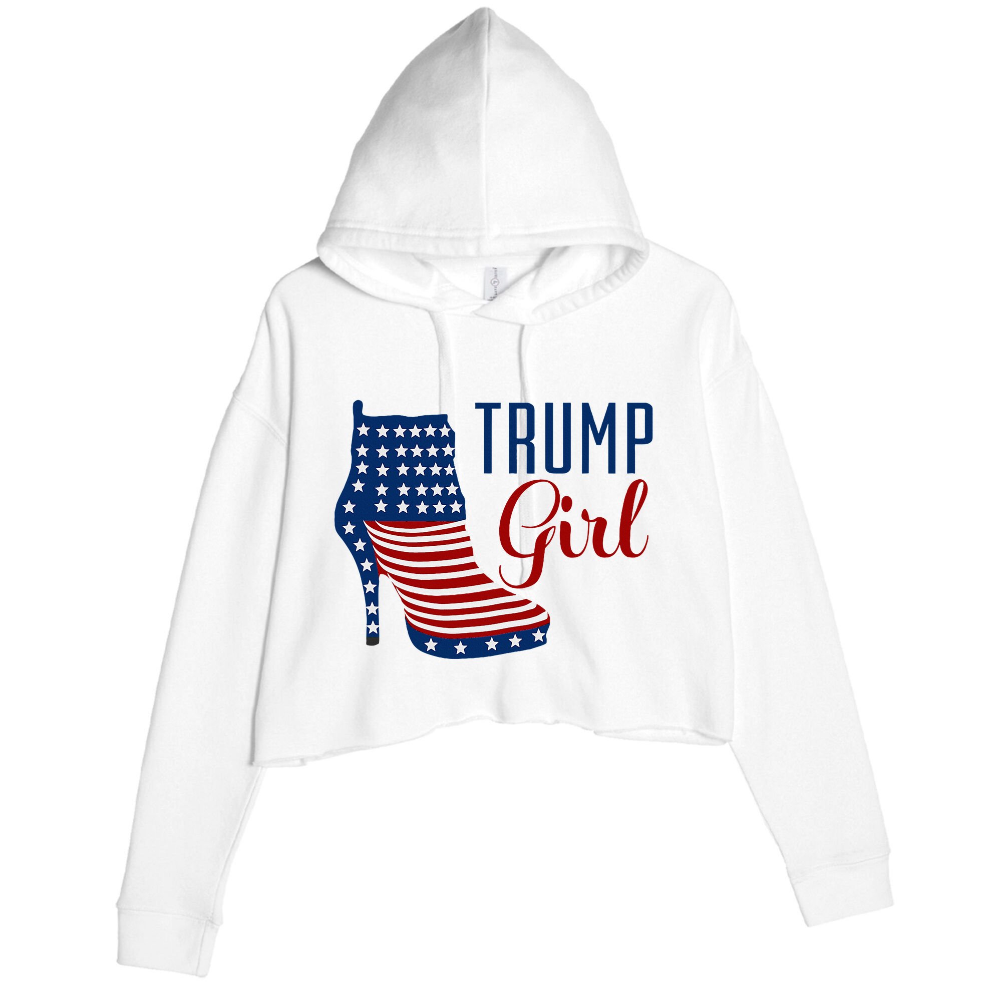 Trump Girl High Heel With Flag Crop Fleece Hoodie