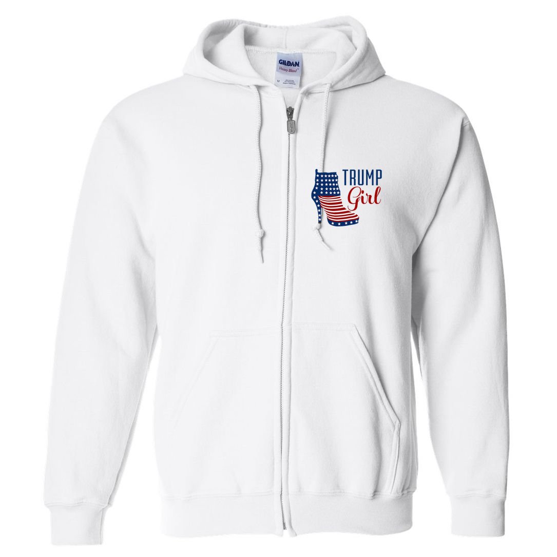 Trump Girl High Heel With Flag Full Zip Hoodie