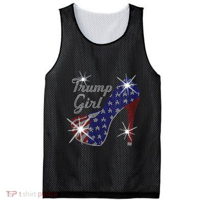 Trump Girl High Heel American Flag Vote Donald Trump 2024 Mesh Reversible Basketball Jersey Tank