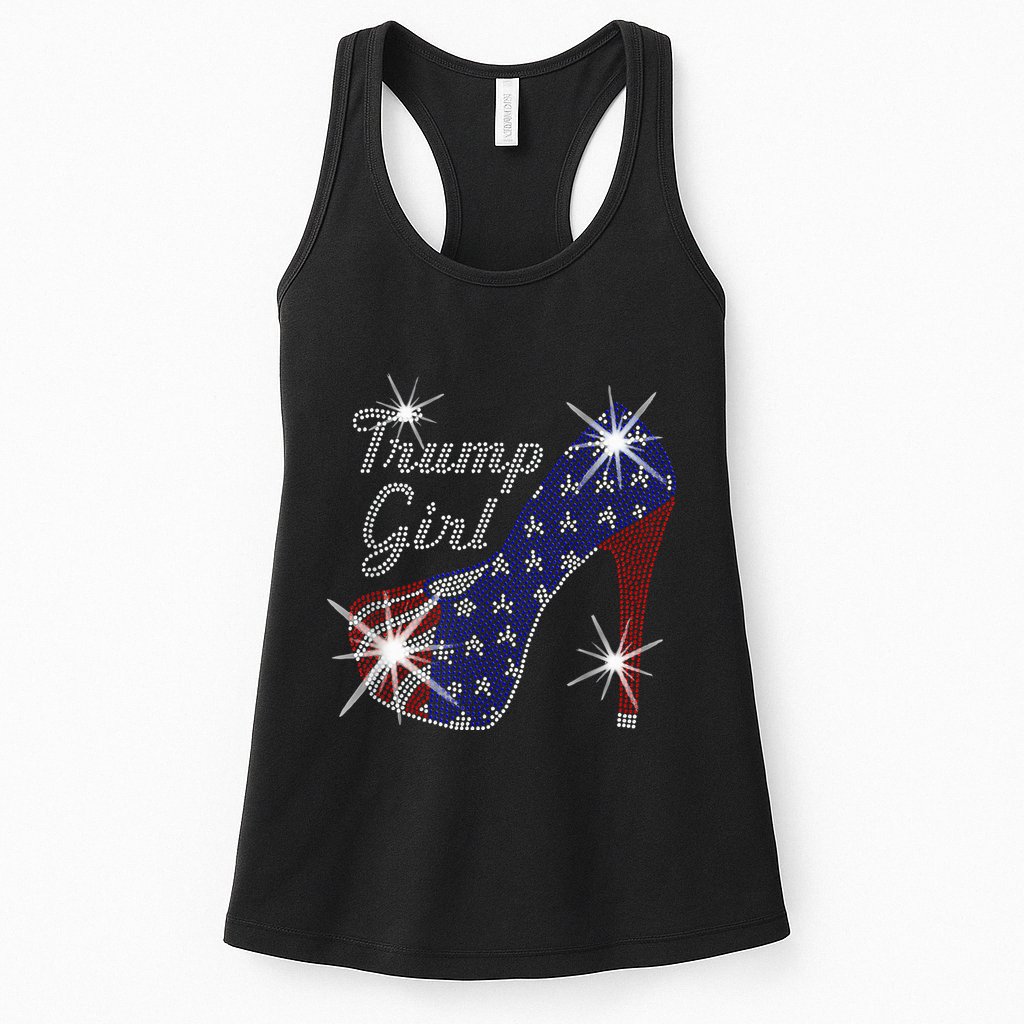 Trump Girl High Heel American Flag Vote Donald Trump 2024 Womens Tank Top