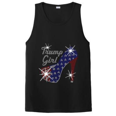 Trump Girl High Heel American Flag Vote Donald Trump 2024 PosiCharge Competitor Tank