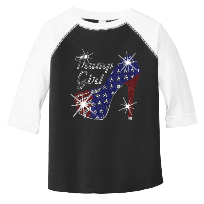 Trump Girl High Heel American Flag Vote Donald Trump 2024 Toddler Fine Jersey T-Shirt