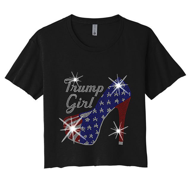 Trump Girl High Heel American Flag Vote Donald Trump 2024 Crop Top