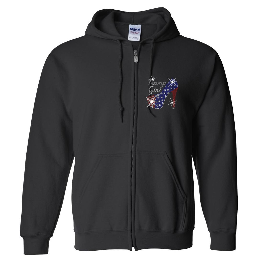 Trump Girl High Heel American Flag Vote Donald Trump 2024 Full Zip Hoodie