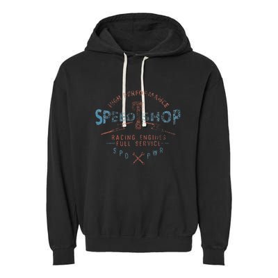 Trendy Graphic High Performance Speed Shop Garment-Dyed Fleece Hoodie