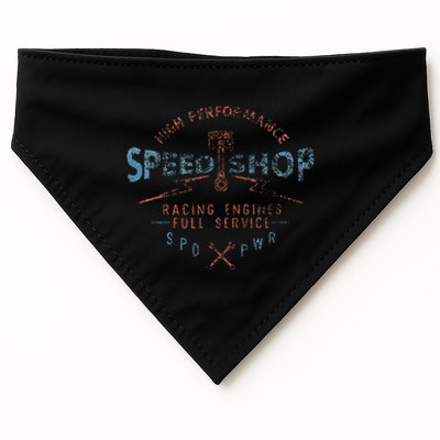 Trendy Graphic High Performance Speed Shop USA-Made Doggie Bandana