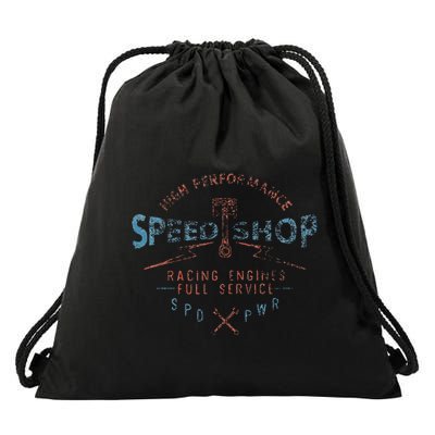 Trendy Graphic High Performance Speed Shop Drawstring Bag