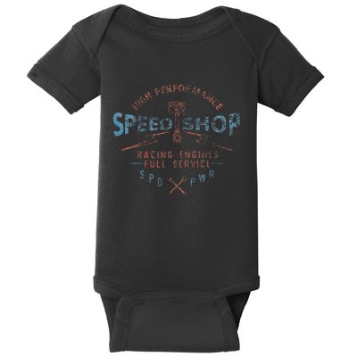 Trendy Graphic High Performance Speed Shop Baby Bodysuit